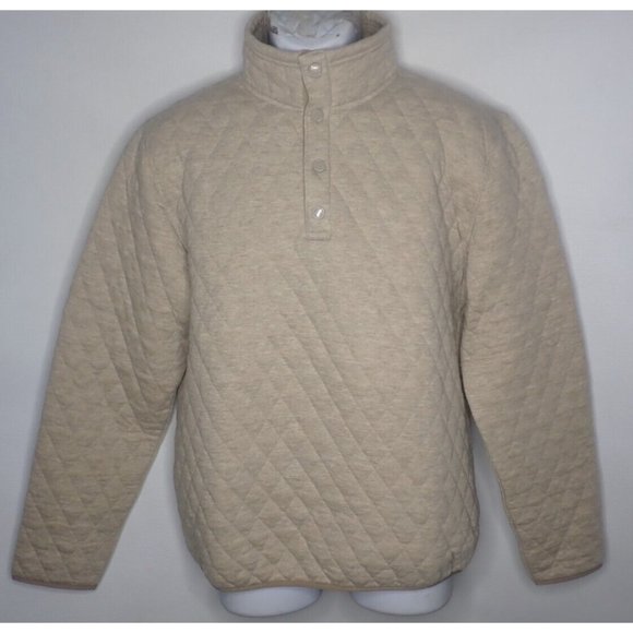 Mountain‎ and isles quilted pullover mock neck Jacket Tan Sz M Cotton Sweatshirt - Picture 1 of 7